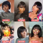 Short Bob Human Hair Wigs with Bangs No Lace Front Wigs Brazilian Straight Hair - Image 2