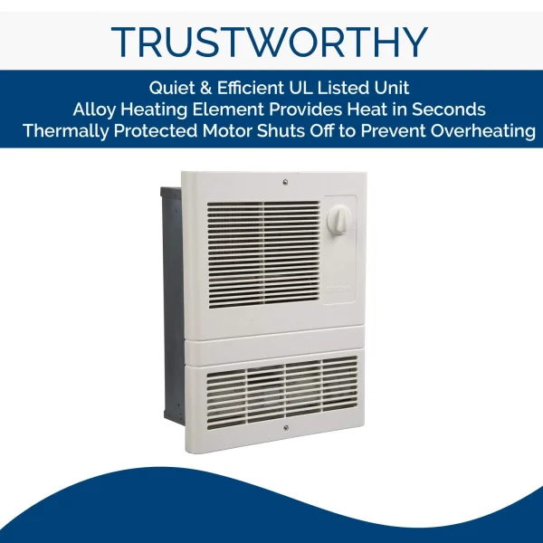 Broan-NuTone 9815WH High Capacity Wall Heater Built-In Adjustable Thermostat