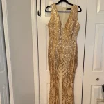 Elegant Gold Sequin Prom Dress by Missord - Size L
