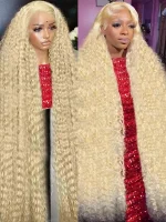 Deep Wave 13x6 HD Lace Front Human Hair Wig 613 Blonde Brazilian Hair For Women