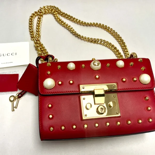 Gucci Padlock Shoulder Rare Sold Out Bag in Red Small Brand New