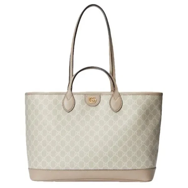 New Gucci Ophidia leather tote Cream and Tan Tote Bag shoulder purse  myownbeautycloset (220)