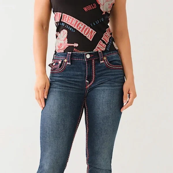 Womens True Religion Billie super T Straight Jeans dark Wash, Red Pick Sz. $219  Pinned Clo