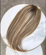 100% Human Hair Ash Brown Light Blonde Highlights 13x4 Lace Front Wig for Women - Image 4