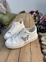 Louis Vuitton time out sneaker in white leather crystal LV initial size 36 EU  cartel11 (17) - Image 3