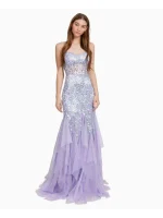 DEAR MOON Womens Spaghetti Strap Sweetheart Neckline Full-Length Prom Gown Dress