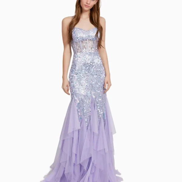 DEAR MOON Womens Spaghetti Strap Sweetheart Neckline Full-Length Prom Gown Dress