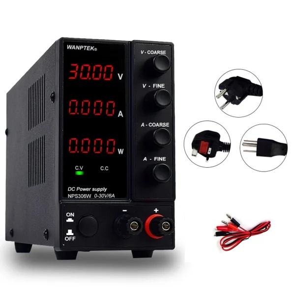 Adjustable DC 0-30V 10A Lab Power Supply Variable Regulated 4Digits LED Display