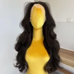 Brown Glue Less T Lace Front Wig Long Wavy Soft Synthetic Hair Heat Resistant