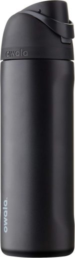 Owala FreeSip Insulated Stainless Steel Water Bottle with Straw, BPA-Free Sports Water Bottle, Great for Travel, 24 Oz, Very, Very Dark | Insulated, with...