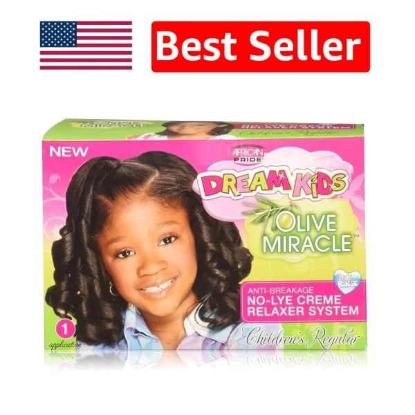 Dream Kids Olive Miracle No-Lye Relaxer - Olive Oil & Shea Butter for Soft Curls