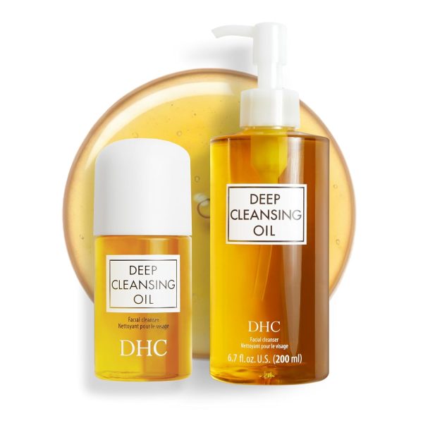 DHC Deep Cleansing Oil and Travel Size, Facial Cleansing Oil, Makeup Remover, Cleanses without Clogging Pores, Residue-Free, Fragrance and Colorant Free, For All Skin Types, 6.7 oz and 1 oz