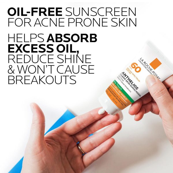 La Roche-Posay Anthelios Clear Skin Sunscreen Dry Touch SPF 60, Oil Free Sunscreen For Face, Oil Absorbing, Broad Spectrum SPF + Antioxidants, Non-Greasy,...