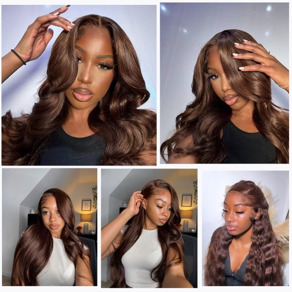 22 Inch Chocolate Brown Lace Front Wig Human Hair 200 Density 13x6 Body Wave Lace Front Wigs Human Hair Pre Plucked Brown Colored Hd Frontal Wigs Human Hair Wigs for Women