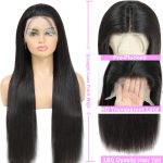 13x6 Lace Front Wigs Human Hair for Women 180 Density HD Transparent 28 Inch Straight Lace Front Wigs Human Hair Pre Plucked Glueless Lace Frontal Wigs Natural Black Color - Image 3