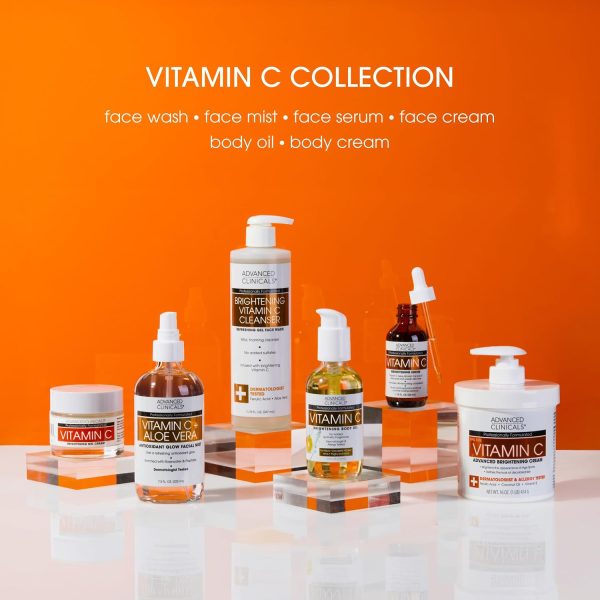 Advanced Clinicals Brightening Vitamin C Face Cream Gel With Niacinamide + Hyaluronic Acid | Vitamin C Moisturizer Lotion For Face Visibly Diminishes Look Of Dark Spots & Uneven Skin Tone, 2.5 Fl Oz