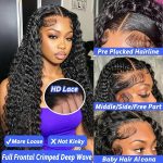 28 Inch Deep Wave Lace Front Wigs Human Hair 13x4 HD Lace Front Wigs Human Hair Pre Plucked Brazilian Curly Human Hair Wig 200 Density Glueless Frontal Wigs for Women - Image 3