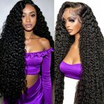 28 Inch Deep Wave Lace Front Wigs Human Hair 13x4 HD Lace Front Wigs Human Hair Pre Plucked Brazilian Curly Human Hair Wig 200 Density Glueless Frontal Wigs for Women