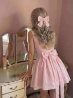 SHEIN MOD WOMEN’S VINTAGE LACE BACKLESS BOW MiNi DRESS ELEGANT… - Image 2