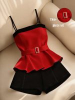 Franclia women’s 2 piece set elegant black and red summer … - Image 2