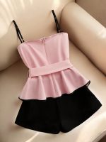 Franclia women’s pink and black elegant 2-piece set, metal Decor…