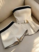 Franclia women’s elegant contrast color bandeau top and shorts 2 …