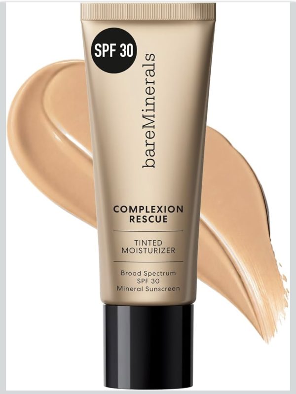 bareMinerals Complexion Rescue Tinted Moisturizer with SPF 30, Hydrating Tinted Mineral Sunscreen with Hyaluronic Acid, Sheer-to-Light Coverage, Multi-tasking, Skincare Infused Makeup