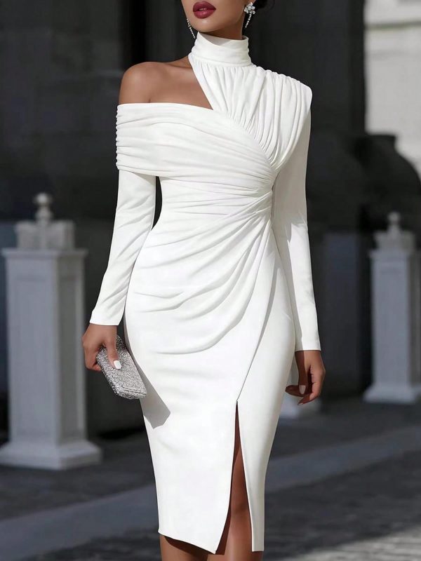 Solid color elegant asymmetrical…