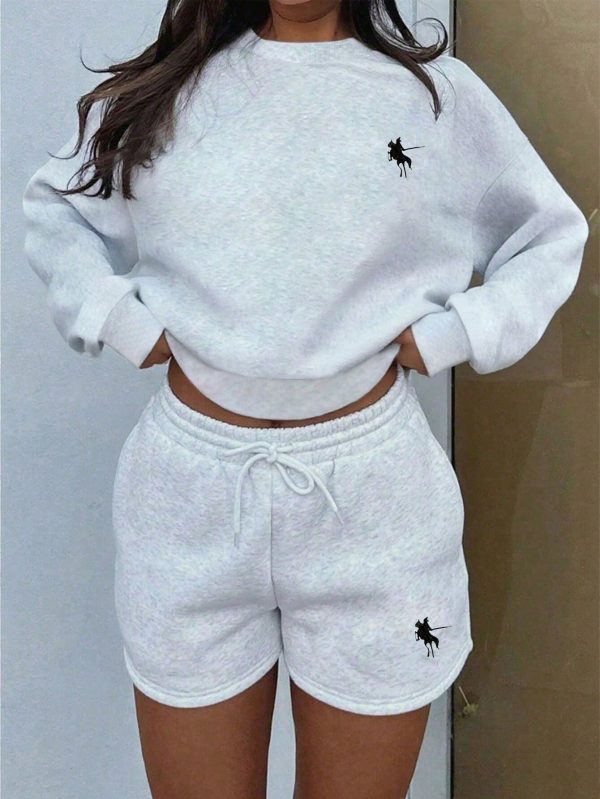 2pcs casual & loose shorts sweatershirt pullover set fall outfits…