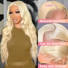 Muxfilla 613 Blonde Wig Human Hair 28-Inch Body Wave 13X6 Hd Lace Front Wigs