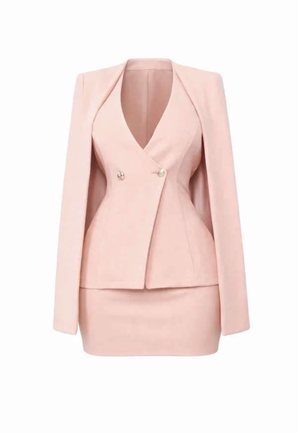 Fashion Nova Meet On The Met Steps Cape Set Blush Size Medium Skirt Set