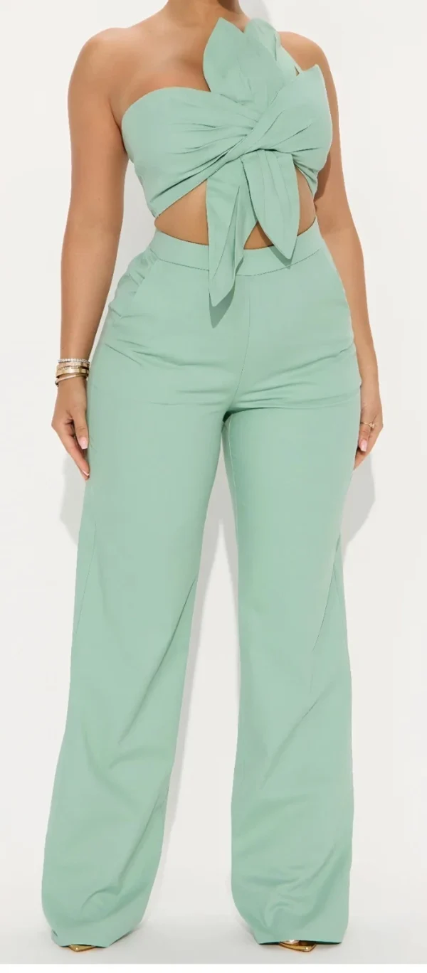 Fashion Nova Petal Perfect Pant Set Xs - Sage