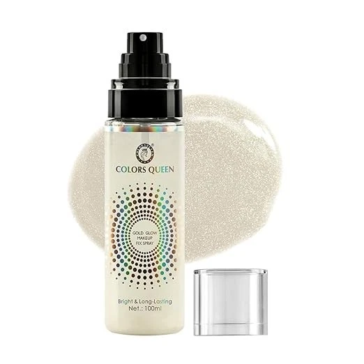 Colors Queen Gold Glow Makeup Fixer Spray – 100 ml | Long Lasting Makeup Setting