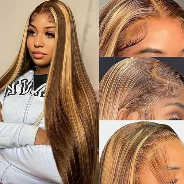 13X4 X30”Honey Blonde Lace Front Wig -Human Hair, 180% Density,4/27 Highlight