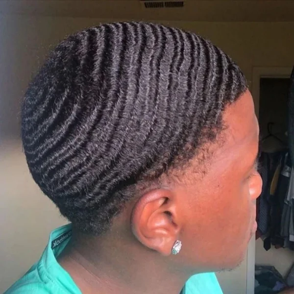 10MM 360 Wave Toupee For Black Men Human Hair Full Lace Base Weave Men Wigs