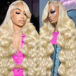 Muxfilla 613 Blonde Wig Human Hair 28-Inch Body Wave 13X6 Hd Lace Front Wigs - Image 2