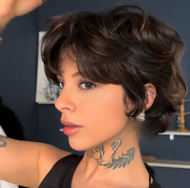 s-l1600 - 2026-06-23T143634.919 Short Pixie Cut Brown Human Hair Wigs with Bangs Brown Mullet Wigs for Women - Image 1