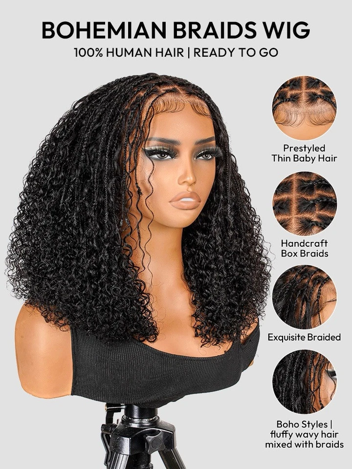 s-l960 (79) Human Hair Glueless Pre Styled Ready To Wear Lace Front 250% Density Curly Wig - Image 1