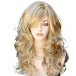 23inch Blonde Wig With Bangs Long Wavy Blonde Curly Wigs for Women Synthetic - Image 2