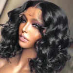 Short Curly Wavy Pre Plucked Front Lace Wig Heat Resistant Synthetic Full Wig - Image 2