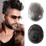 Mens Hair Replacement System Injection Skin Men Toupee Wig Hairpieces Human Hair