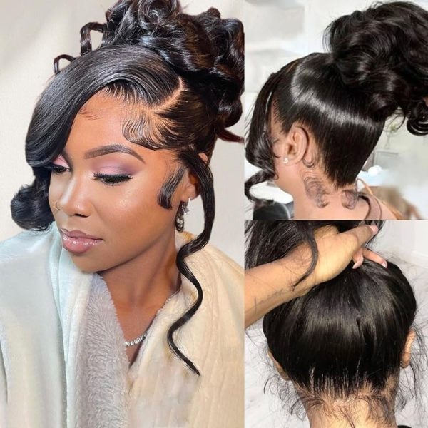 360 Lace Front Wig Human Hair - 220% Density Body Wave HD Brazilian Virgin Full Lace Wig for Women - 28 Inch Pre-Plucked With Baby Hair - Natural Colo
