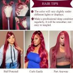 ULRICA 99J Burgundy Lace Front Wigs for Black Women 28 Inch 13x4 HD Lace Burgundy Wig Human Hair Pre Plucked Red Lace Front Wigs 180% Density Straight Burgundy Human Hair Wig - Image 3