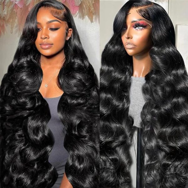 YUNXING 34 Inch 13x6 Body Wave Lace Front Wigs Human Hair Pre Plucked 200% Density HD Lace Frontal Wigs For Women