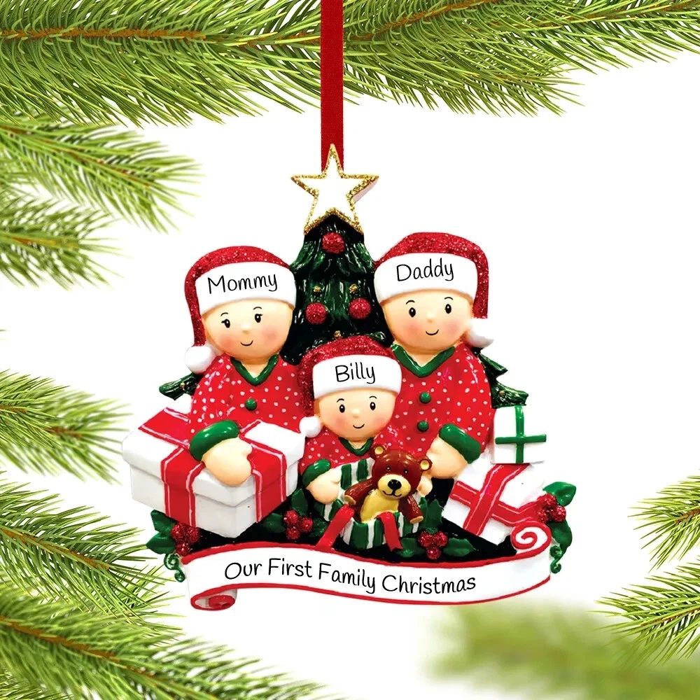 s-l1600 - 2026-09-28T204437.943 Personalized Opening Presents Family of 3 4 5 6 Christmas Ornament Pajama - Image 1